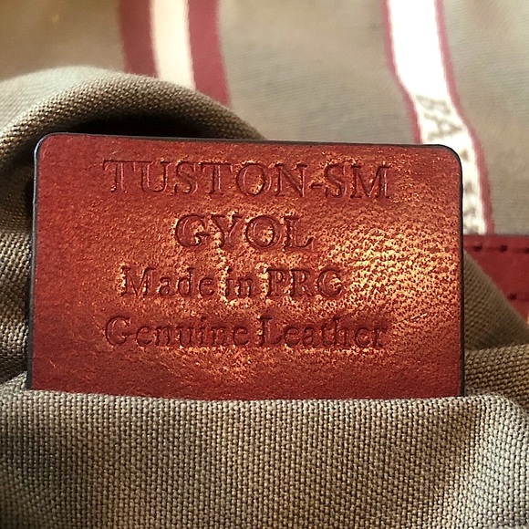 BALLY Red Leather Top Zip Messenger Shoulder Bag w/ Red White Striped Strap - Picture 10 of 17